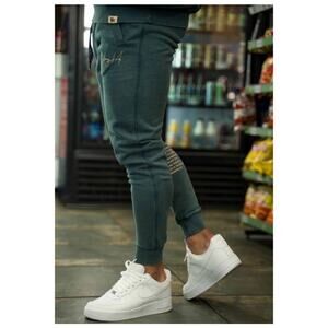 YoungLA French Terry Joggers Men’s Medium Teal Words Of Wisdom On Leg Athleisure